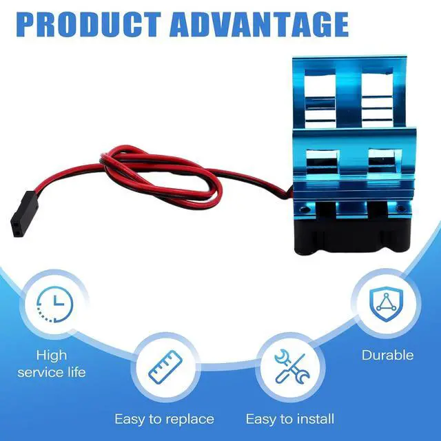 Alt view image 6 of 7 - RC Car 540 550 3650 3660 3665 Brushless Electric Motor Cover HeatSink Cooling Fan for 124017 124016 Parts Blue