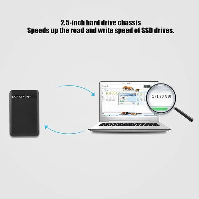 Alt view image 7 of 7 - USB3.0 SATA3.0 High Speed 6Gbps Mobile Hard Disk Enclosure 2.5 Inch Black Support 3TB UASP Hard Disk Enclosure