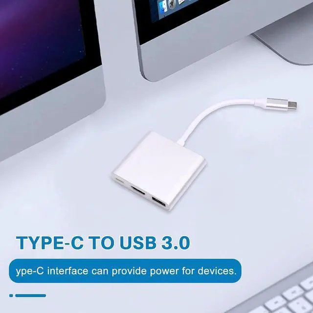 Alt view image 4 of 7 - Type-C to -Compatible 4K Adapter Cable Converter Type-C to -Compatible USB HD Cable Docking Station