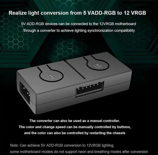 Alt view image 7 of 7 - 5V/3pin ADD-RGB to 12V/4PIN Adapter with 3-Way Splitter 5V ARGB to 12V RGB Converter Sync with Motherboard
