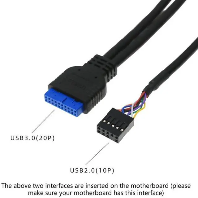 Alt view image 2 of 6 - 60cm Front for Case Panel Usb3.0+Usb3.0 High Definition Audio Jack Port I/O Board Internal Cable Line Hub Wired Network