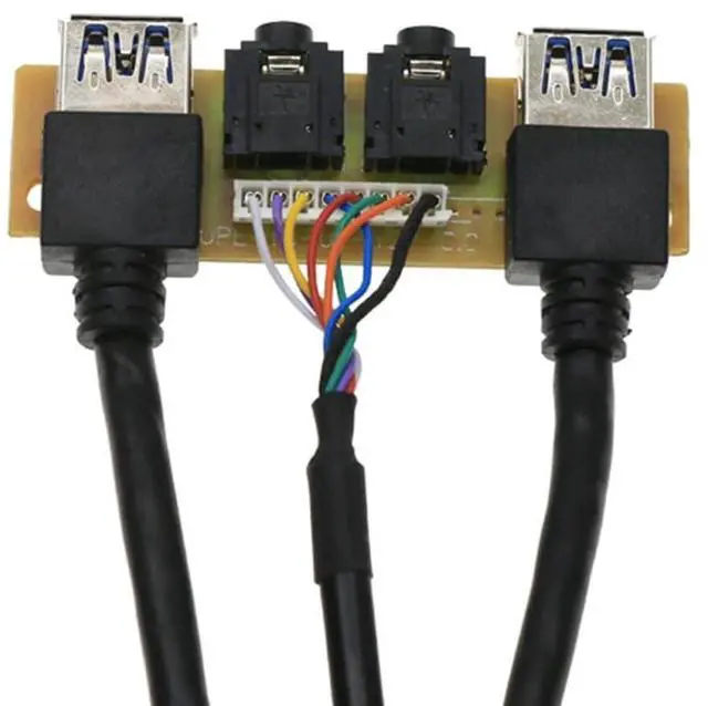Alt view image 3 of 6 - 60cm Front for Case Panel Usb3.0+Usb3.0 High Definition Audio Jack Port I/O Board Internal Cable Line Hub Wired Network