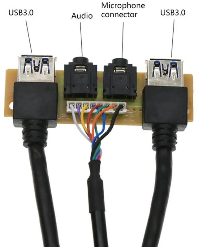 Alt view image 5 of 6 - 60cm Front for Case Panel Usb3.0+Usb3.0 High Definition Audio Jack Port I/O Board Internal Cable Line Hub Wired Network