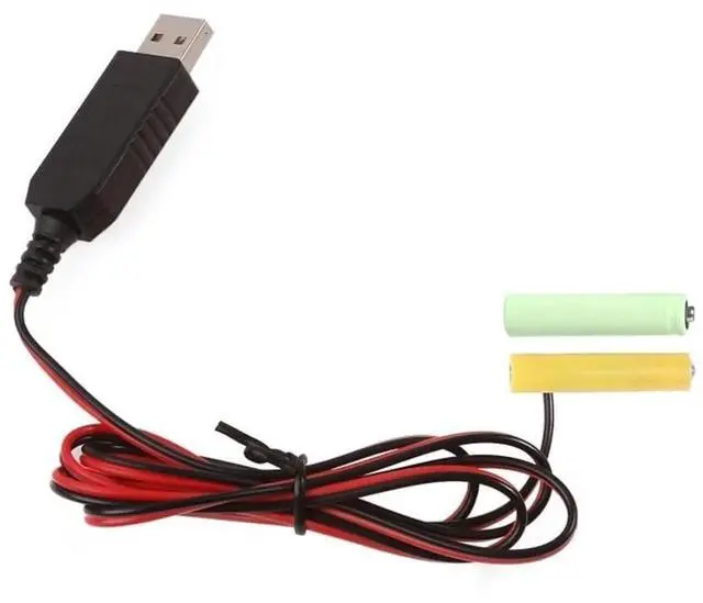 Main image of USB 5V to 3V LR03 AAA Dummy Battery Eliminators Cable for Remote Control Radio LED Light 1m