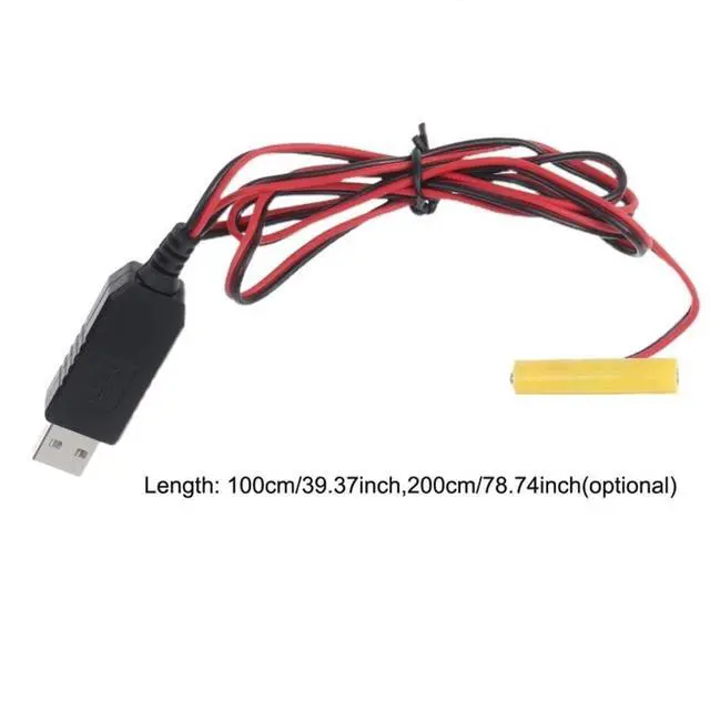 Alt view image 4 of 7 - USB 5V to 3V LR03 AAA Dummy Battery Eliminators Cable for Remote Control Radio LED Light 1m