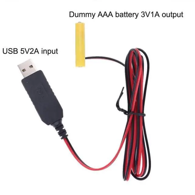 Alt view image 6 of 7 - USB 5V to 3V LR03 AAA Dummy Battery Eliminators Cable for Remote Control Radio LED Light 1m