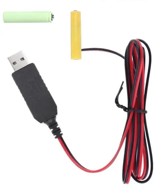 Alt view image 7 of 7 - USB 5V to 3V LR03 AAA Dummy Battery Eliminators Cable for Remote Control Radio LED Light 1m