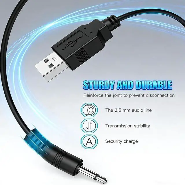Alt view image 3 of 6 - 3.5mm USB Charging Cable,AUX Audio Jack to USB Male Charging Cable Adapter,Compatible with Headphones,Speakers,Voice Recorders,MP3 Players,and Any Other Devices with a 3.5mm Port