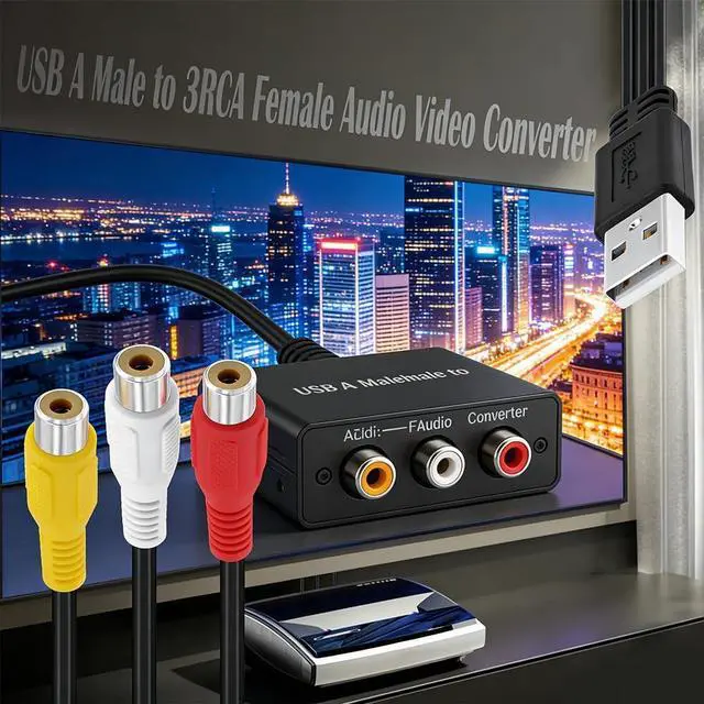 Alt view image 4 of 6 - USB to 3RCA Cable,USB A 2.0 Male to 3 RCA Female Cable,AV Composite Adapter Cord for PC,Mac,DVR,HDD,DVD Player,Set Top Box,AV System,Home Theater Video Audio Transfer