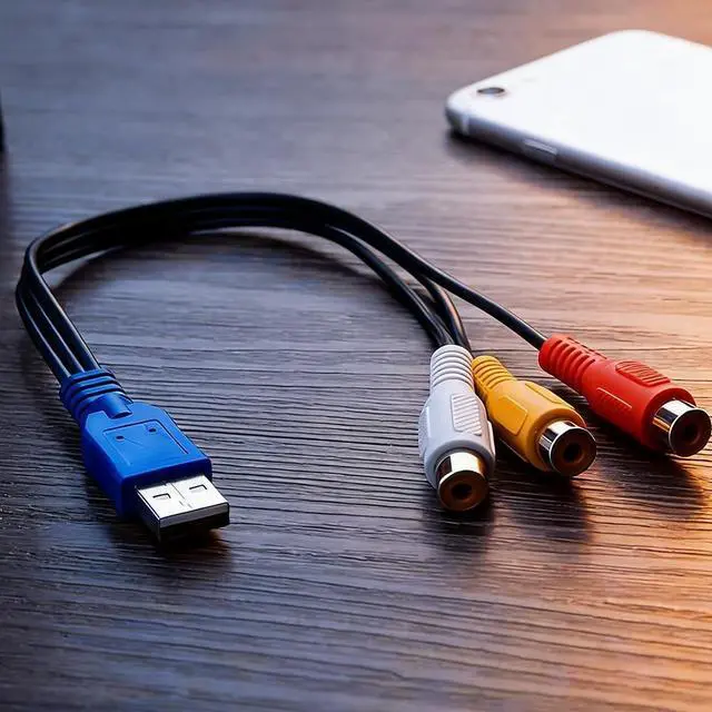 Alt view image 6 of 6 - USB to 3RCA Cable,USB A 2.0 Male to 3 RCA Female Cable,AV Composite Adapter Cord for PC,Mac,DVR,HDD,DVD Player,Set Top Box,AV System,Home Theater Video Audio Transfer