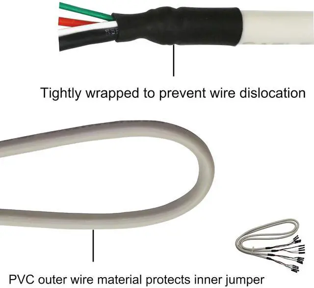 Alt view image 4 of 5 - Breadboard Jumper Cables 2x4P 60CM Female to Female Dupont Cable with White PVC Shell for Arduino Raspberry PI DIY Prototyping