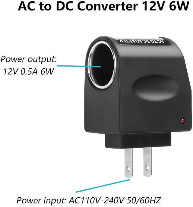 Alt view image 3 of 7 - AC to DC Converter 12V 6W Car Cigarette Lighter Socket, 110V AC to 12V DC Adapter, AC/DC Power Adapter - 1Pack