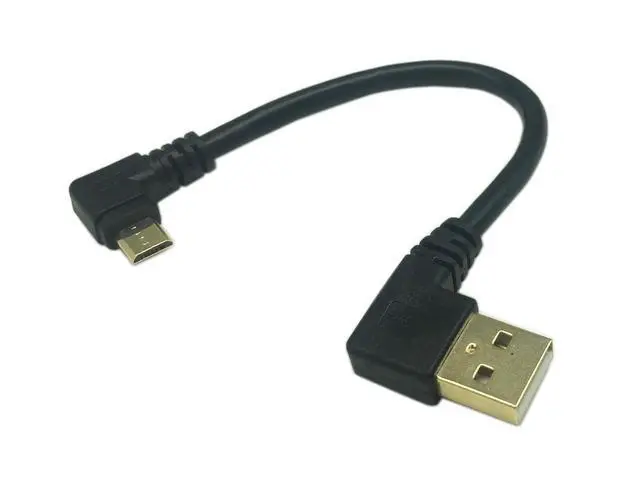 Alt view image 3 of 6 - 15cm 6inch Micro USB Short Cable Combo Gold Plated Left & Right Angle Micro USB 5 Pin Male to USB 2.0 Type A Left Angle Male Data Sync and Charge Cable (2-Pack)