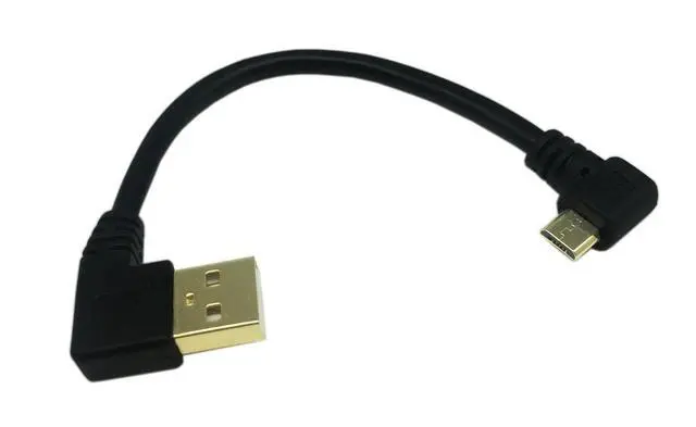 Alt view image 2 of 6 - 15cm 6inch Micro USB Short Cable Combo Gold Plated Left & Right Angle Micro USB 5 Pin Male to USB 2.0 Type A Left Angle Male Data Sync and Charge Cable (2-Pack)