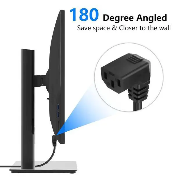 Alt view image 4 of 7 - 3.9FT 18AWG NEMA 5-15P to Up Angle IEC 320 C13 Computer Power Cord,10A/250V, 3 Prong AC Power Cord Cable for TV, Computer, Printer, Radio, Monitor, Laptop and More