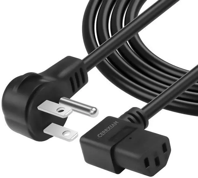 Main image of 3.9FT 18AWG NEMA 5-15P to Right Angle IEC 320 C13 Computer Power Cord,10A/250V, 3 Prong AC Power Cord Cable for TV, Computer, Printer, Radio, Monitor, Laptop and More