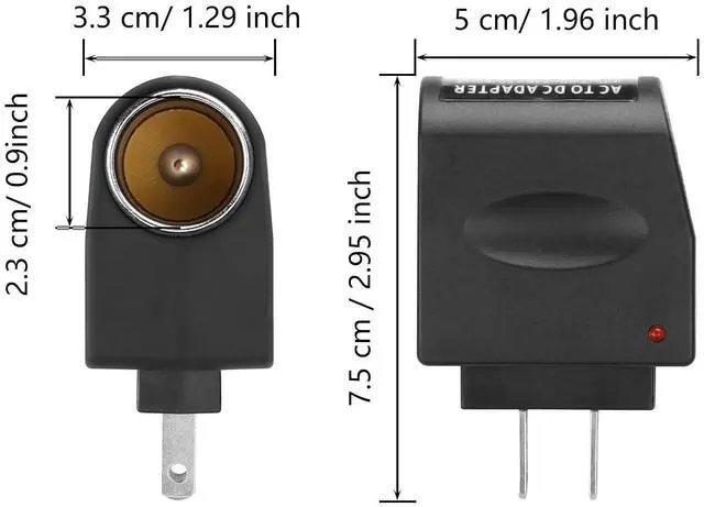 Alt view image 7 of 7 - AC to DC Converter 12V 6W Car Cigarette Lighter Socket, 110V AC to 12V DC Adapter, AC/DC Power Adapter - 1Pack