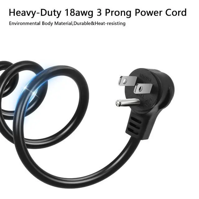 Alt view image 7 of 7 - 3.9FT 18AWG NEMA 5-15P to Down Angle IEC 320 C13 Computer Power Cord,10A/250V, 3 Prong AC Power Cord Cable for TV, Computer, Printer, Radio, Monitor, Laptop and More