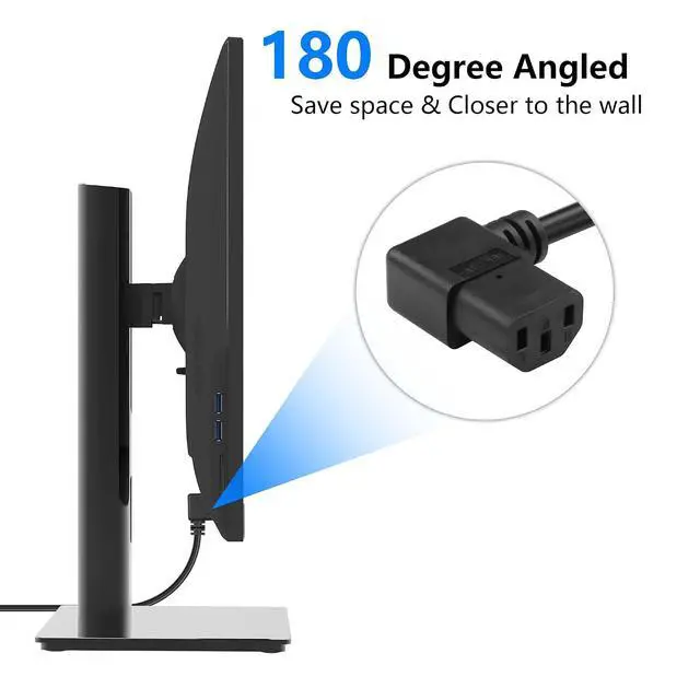Alt view image 4 of 7 - 3.9FT 18AWG NEMA 5-15P to Right Angle IEC 320 C13 Computer Power Cord,10A/250V, 3 Prong AC Power Cord Cable for TV, Computer, Printer, Radio, Monitor, Laptop and More