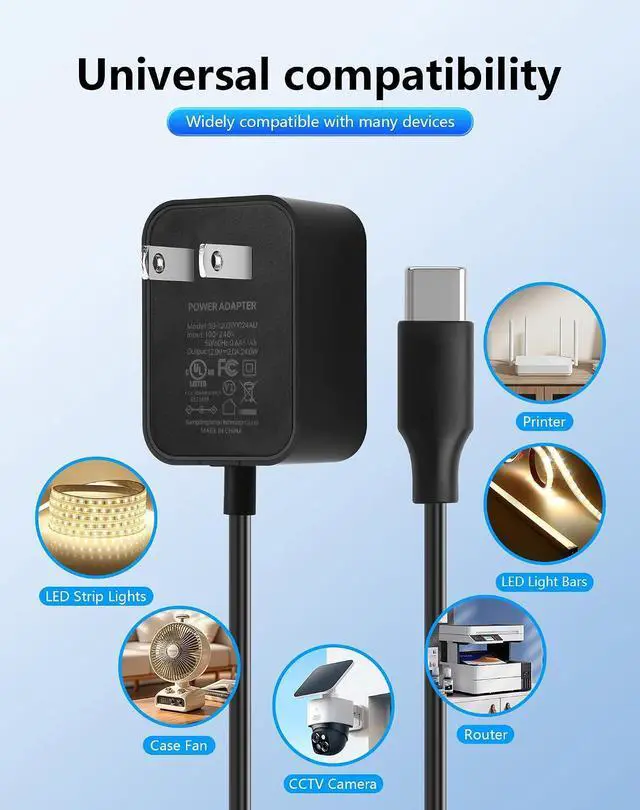 Alt view image 3 of 7 - 12V 2A AC to Type C Adapter Power Cord AC 100-240V to USB C 12V Transformer for Car Jump Starter Power Supply- 4.92 FT