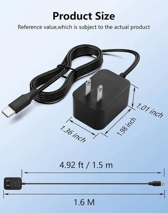 Alt view image 7 of 7 - 12V 1A AC to Type C Adapter Power Cord AC 100-240V to USB C 12V Transformer for Car Jump Starter Power Supply- 4.92 FT