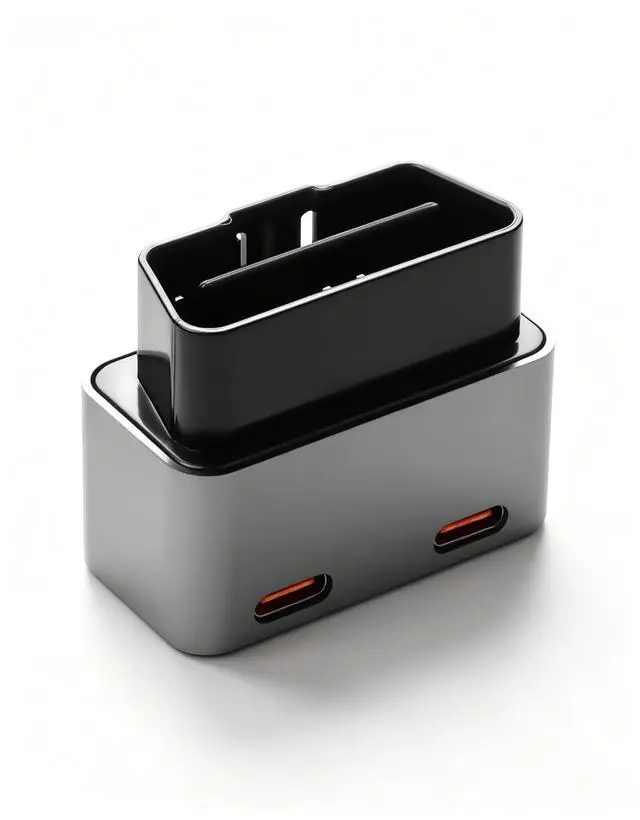 Main image of OBD USB Power Adapter, 1224V OBD2 Male to Dual TypeC Female Ports, PD 30W USB-C for Mobile Phones, Dash Camera GPS, Tablets, Radar Detector, DVR