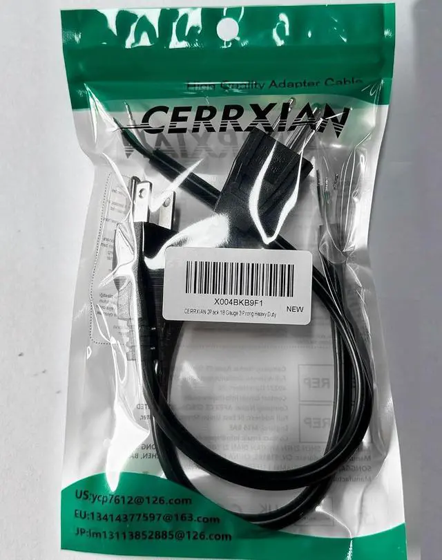 Alt view image 2 of 7 - 2Pack 18 Gauge 3 Prong Heavy Duty Replacement Power Supply Cord Cable 13A 110V 115V 120V Pigtail, NEMA 5-15P Male Plug to 3 Prong Open Pigtail Wire 18AWG - 2PCS