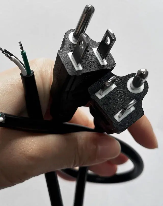 Alt view image 3 of 7 - 2Pack 18 Gauge 3 Prong Heavy Duty Replacement Power Supply Cord Cable 13A 110V 115V 120V Pigtail, NEMA 5-15P Male Plug to 3 Prong Open Pigtail Wire 18AWG - 2PCS