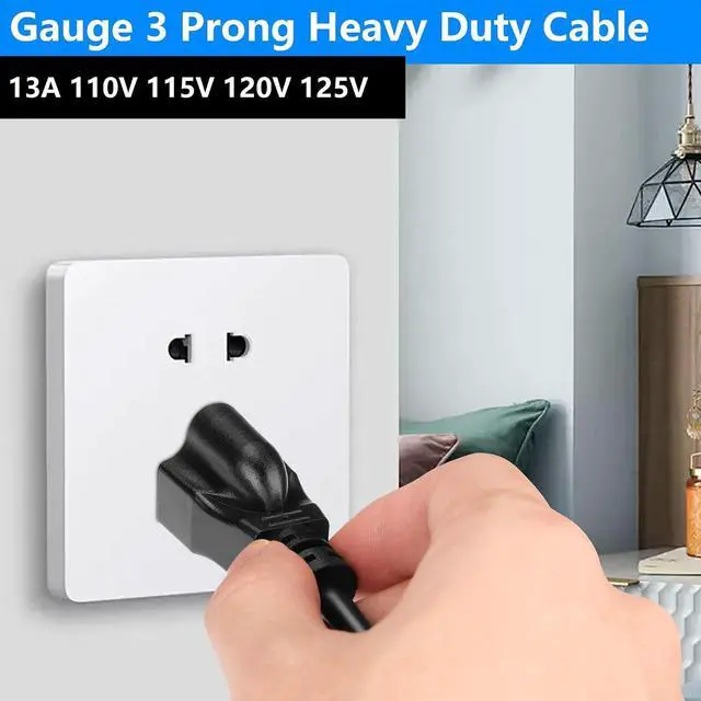 Alt view image 6 of 7 - 2Pack 18 Gauge 3 Prong Heavy Duty Replacement Power Supply Cord Cable 13A 110V 115V 120V Pigtail, NEMA 5-15P Male Plug to 3 Prong Open Pigtail Wire 18AWG - 2PCS