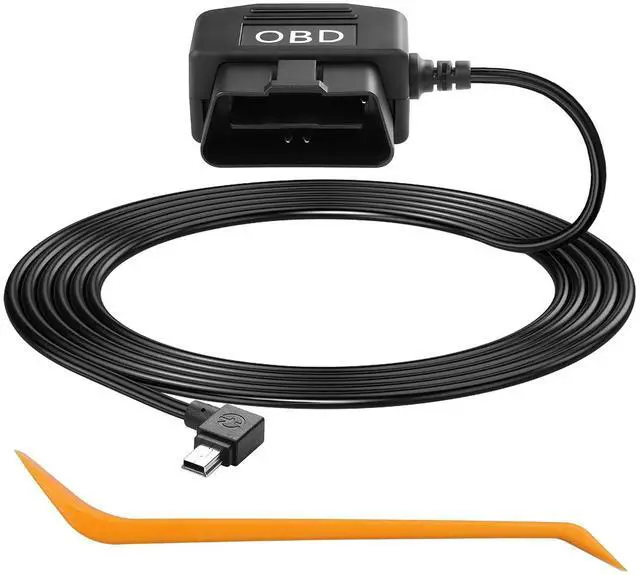 Main image of OBD Power Cable for Dash Camera, OBD to Mini USB OBD Adapter Hardwire Charger Cable 24 Hours Surveillance/Acc Mode with Low Voltage Protection 12-24V to 5V 3A (11.5FT) (Left Angle mini USB)