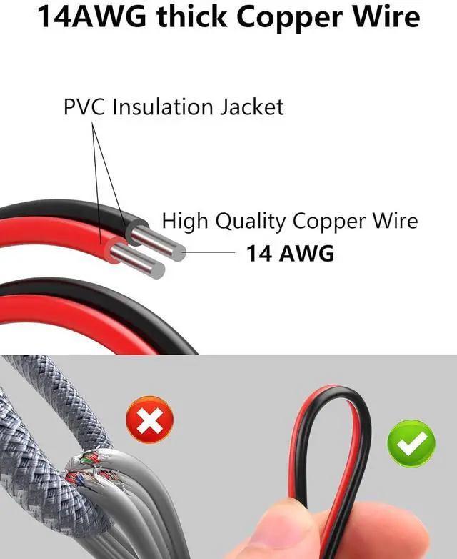 Alt view image 5 of 7 - DC5521 Power Pigtails Cable for Starlink Mini, 14AWG DC 5.5mm x 2.1mm Male Plug to Bare Wire Open End Power Supply DIY Cord, Waterproof Extension Power Cable Accessories - 3.2FT