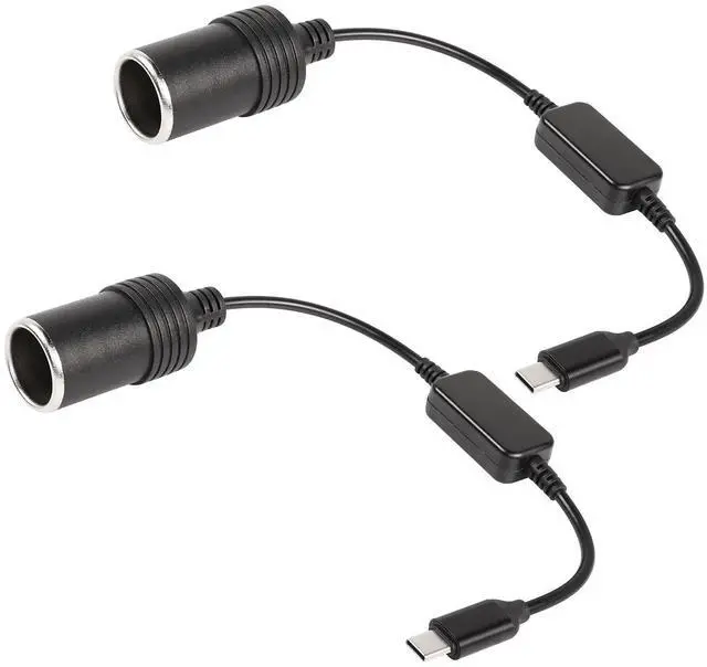Alt view image 2 of 7 - 1ft USB C Male to 12V 8W Cigarette Lighter Socket Adapter Power Cable for Dash Cam, GPS, Car Led Light Strips - 2PCS