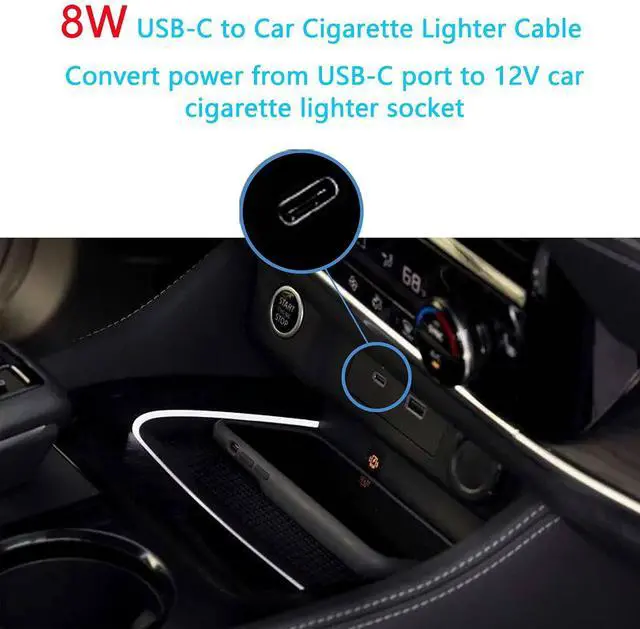 Alt view image 3 of 7 - 1ft USB C Male to 12V 8W Cigarette Lighter Socket Adapter Power Cable for Dash Cam, GPS, Car Led Light Strips - 2PCS