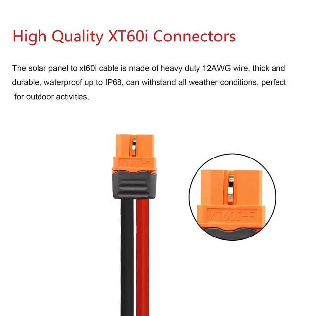 Alt view image 2 of 7 - 16.4FT/5M 12AWG Solar Panel Connector to XT60i Female Solar Panel Power Cable for Portable Power Station, RV, Lipo Battery
