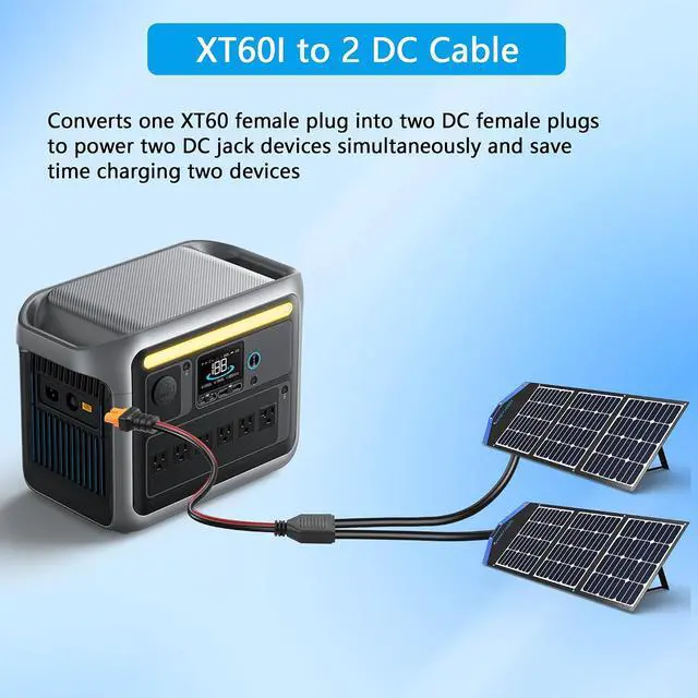 Alt view image 4 of 5 - 12AWG XT60I to DC Y Splitter Power Cable XT-60I Female to Dual DC5521 Female for Solar PanelPortable,Drones-1FT