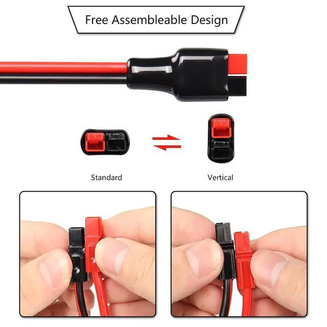 Alt view image 2 of 7 - XT60 Male to Solar Panel Adapter,10AWG XT60 Male to Solar Panel Connector Cable for RC Battery Solar Portable Power Power Station and Solar Panel 3.2FT/1M