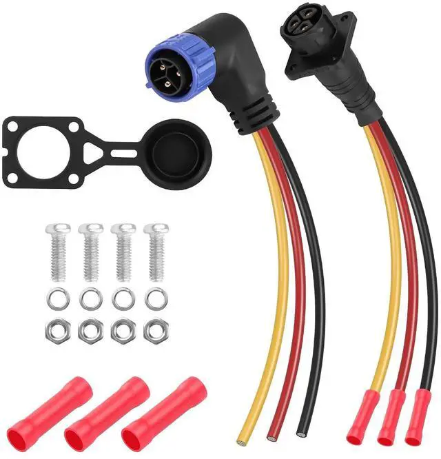 Main image of Trolling Motor Plug Receptacle Set,90 Degrees 3 Pin 8AWG 50Amp Marine Boat DC Power Connector,Waterproof Trolling Motor Quick Connect,12V/24V/36V/48V Male&Female Trolling Motor Connector