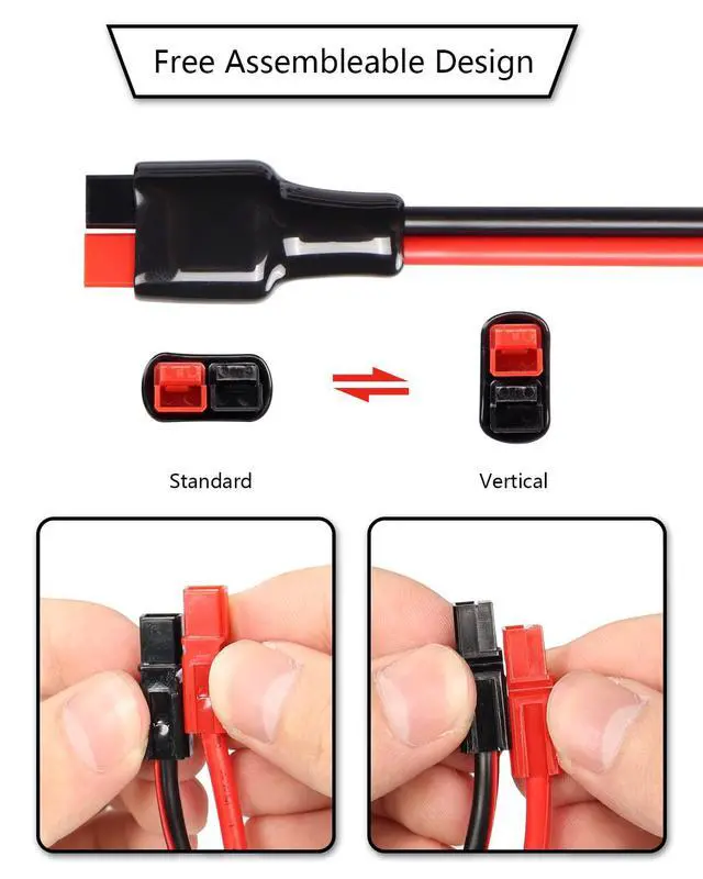 Alt view image 2 of 5 - 3.2FT 12AWG XT60 Male to Solar Panel Connector 30A Power Pole Port Extension Cable for Center Drive Motor, Solar Panel to Portable Generator(XT60-M)