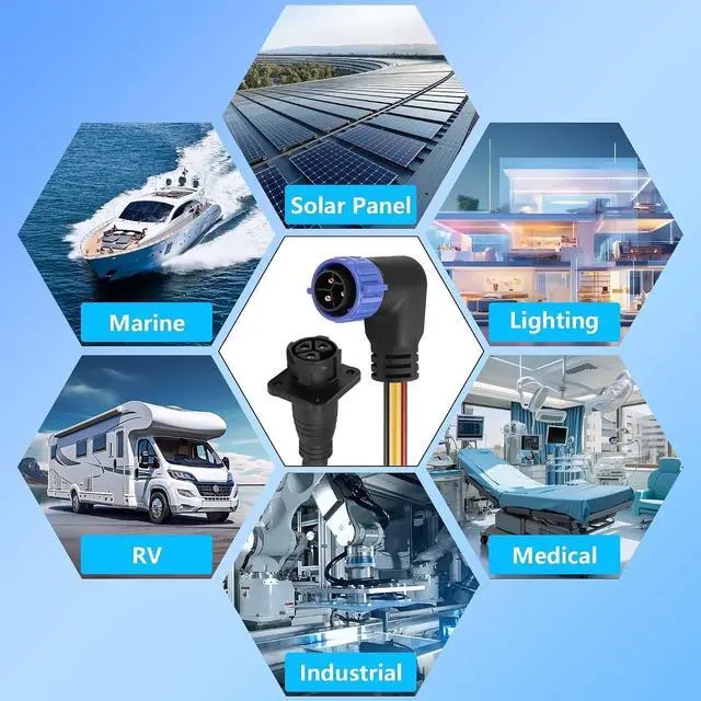 Alt view image 6 of 7 - Trolling Motor Plug Receptacle Set,90 Degrees 3 Pin 8AWG 50Amp Marine Boat DC Power Connector,Waterproof Trolling Motor Quick Connect,12V/24V/36V/48V Male&Female Trolling Motor Connector