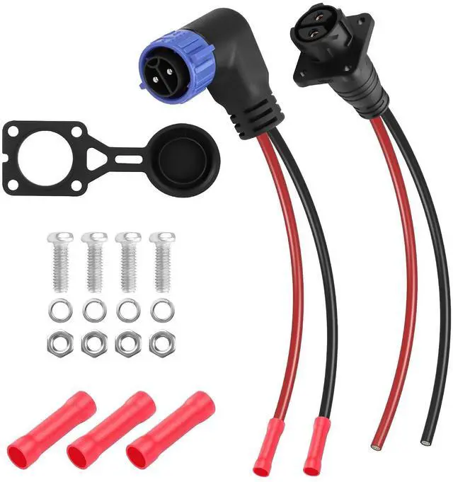 Main image of Trolling Motor Plug Receptacle Set,90 Degrees 2 Pin 8AWG 50Amp Marine Boat DC Power Connector,Waterproof Trolling Motor Quick Connect,12V/24V/36V/48V Male&Female Trolling Motor Connector