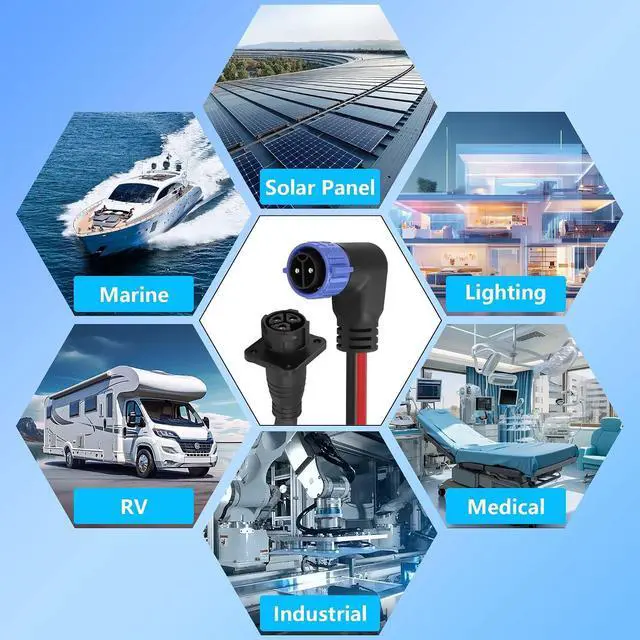 Alt view image 6 of 7 - Trolling Motor Plug Receptacle Set,90 Degrees 2 Pin 8AWG 50Amp Marine Boat DC Power Connector,Waterproof Trolling Motor Quick Connect,12V/24V/36V/48V Male&Female Trolling Motor Connector