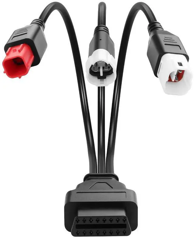 Main image of 3 in 1 OBD2 Diagnostic Adapter,16 pin to 6 pin 4 pin 3 pin OBD2 Cable, 3pin+4pin+6pin to 16pin Diagnostic Connector for Yamaha Kline Euro5 Motorcycle Honda CRF KTM 11.8inch 22AWG