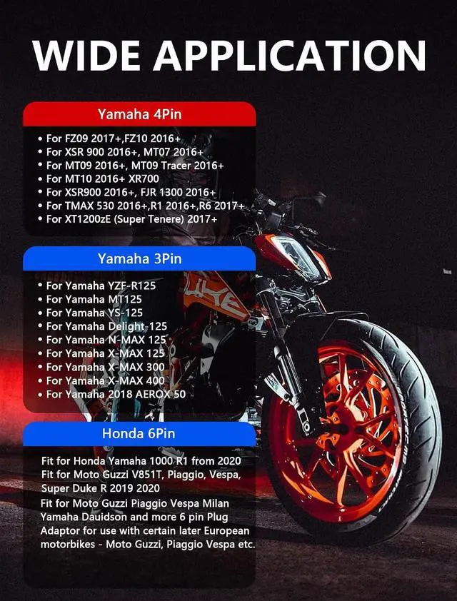 Alt view image 4 of 7 - 3 in 1 OBD2 Diagnostic Adapter,16 pin to 6 pin 4 pin 3 pin OBD2 Cable, 3pin+4pin+6pin to 16pin Diagnostic Connector for Yamaha Kline Euro5 Motorcycle Honda CRF KTM 11.8inch 22AWG