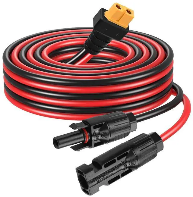 Main image of Solar Panel Connector to XT60 Connector Cable 16.4FT 14AWG Solar Connector to XT60 Female Plug Adapter Cable for RV Folding Solar Panel, Portable Power Station, Solar Generator