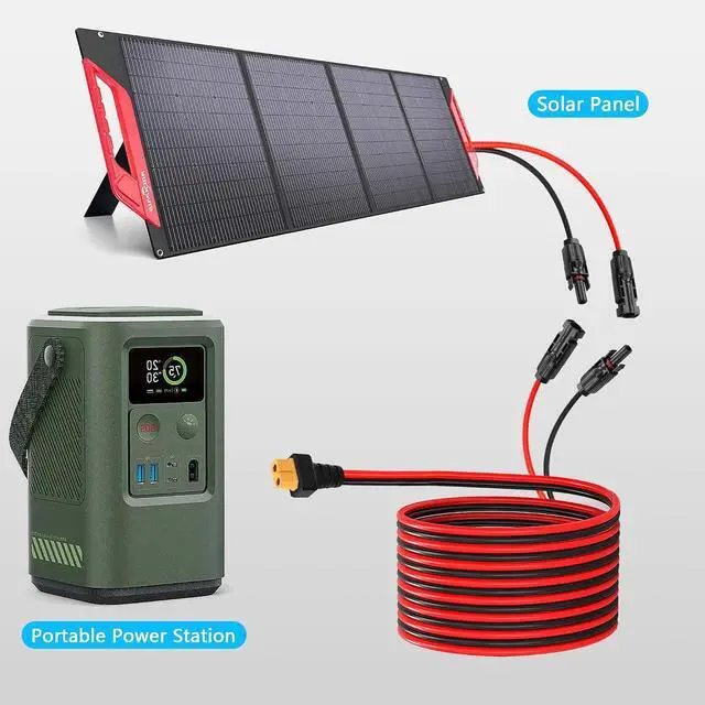 Alt view image 2 of 7 - Solar Panel Connector to XT60 Connector Cable 16.4FT 14AWG Solar Connector to XT60 Female Plug Adapter Cable for RV Folding Solar Panel, Portable Power Station, Solar Generator