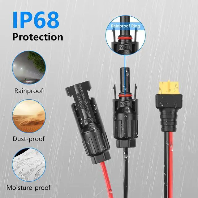 Alt view image 3 of 7 - Solar Panel Connector to XT60 Connector Cable 16.4FT 14AWG Solar Connector to XT60 Female Plug Adapter Cable for RV Folding Solar Panel, Portable Power Station, Solar Generator