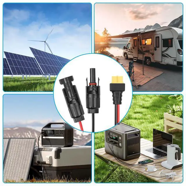 Alt view image 6 of 7 - Solar Panel Connector to XT60 Connector Cable 16.4FT 14AWG Solar Connector to XT60 Female Plug Adapter Cable for RV Folding Solar Panel, Portable Power Station, Solar Generator