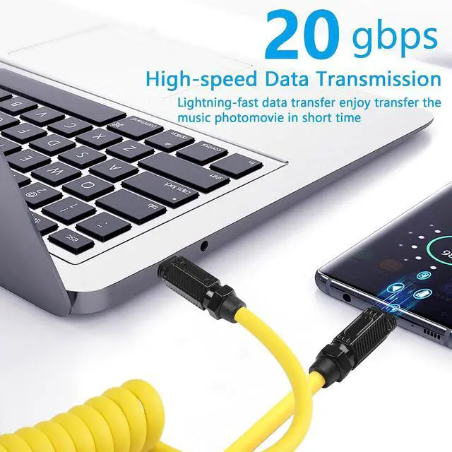 Alt view image 3 of 7 - USB C to USB C Cable 140W 20Gbps 8K 1.64-5FT, Coiled USB C Fast Charging Cable Support PD3.1/PE/QC/PPS and Other Fast Charging Protocols
