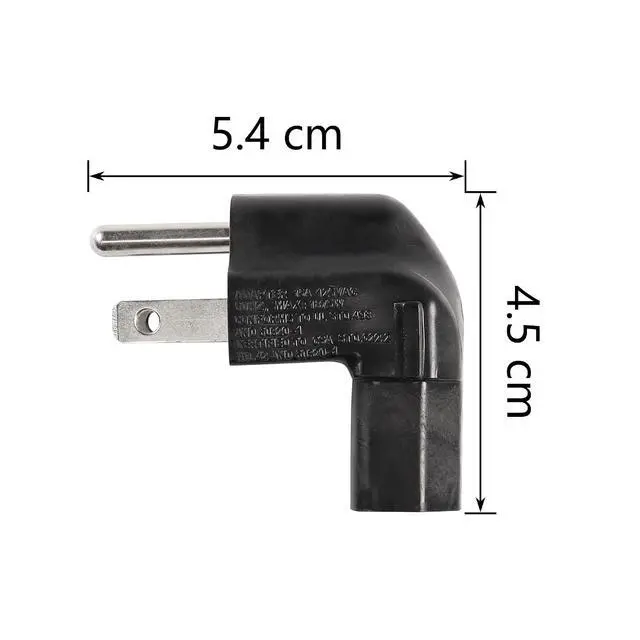 Alt view image 5 of 5 - 90 Degree 3 Prong Power Adapter, Up Angle 3 Prong NEMA 5-15P to IEC 320 C13 Female 16A / 125V Computer Power Adapter(2-Pack)