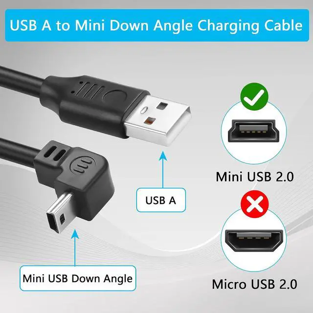 Alt view image 2 of 7 - USB-A to Mini USB Cable with On Off Switch Type A Male to Angle Mini B Cable Data Charging Switch Cord for PC, Laptop, Car Dash Cam, Digital Camera (0.3m-2Pack (Down Angle))